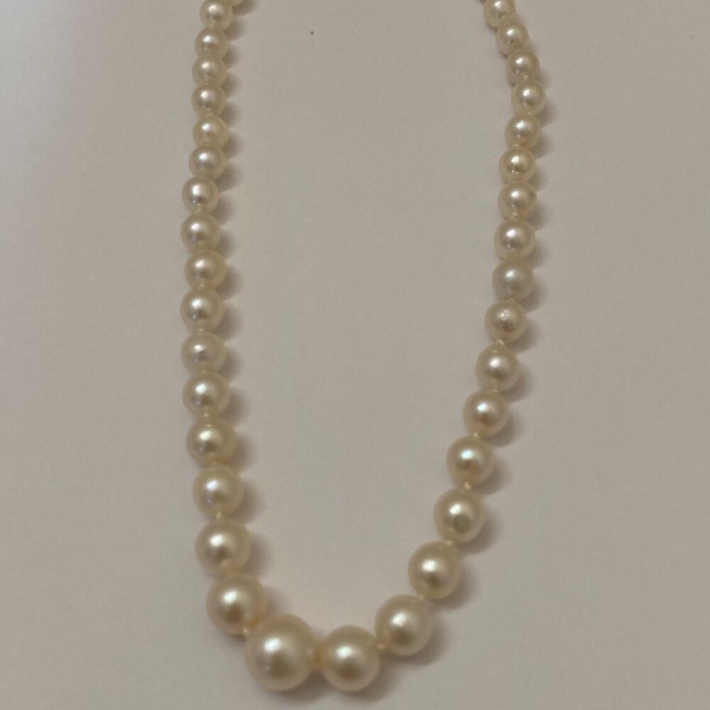 14K White Gold Graduated Cultured Pearl Necklace 15" Girls - Picture 5 of 8